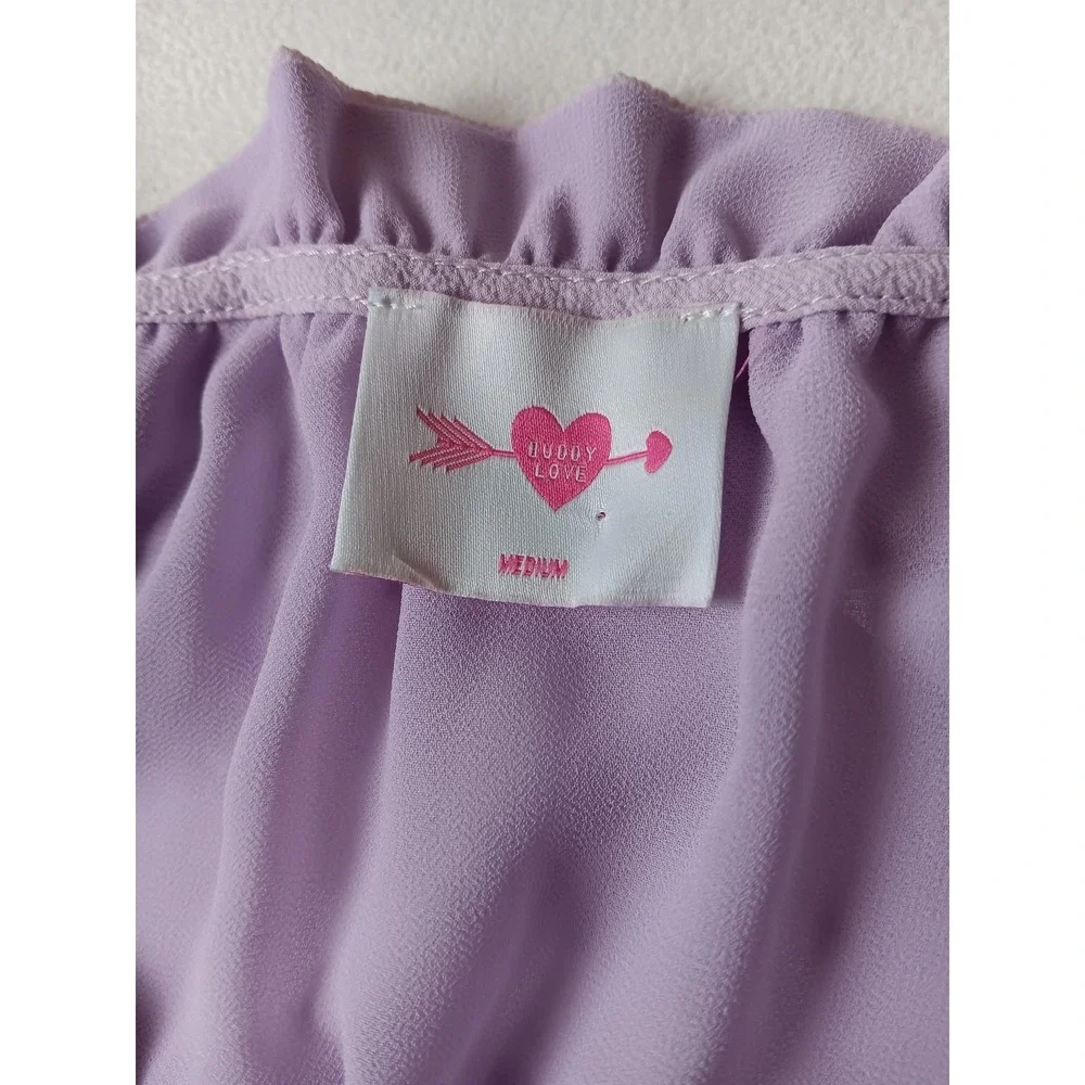 Buddy Love Dress Womens Medium Purple Tie Dye Ruffle Chiffon Sundress Lined - Picture 5 of 7